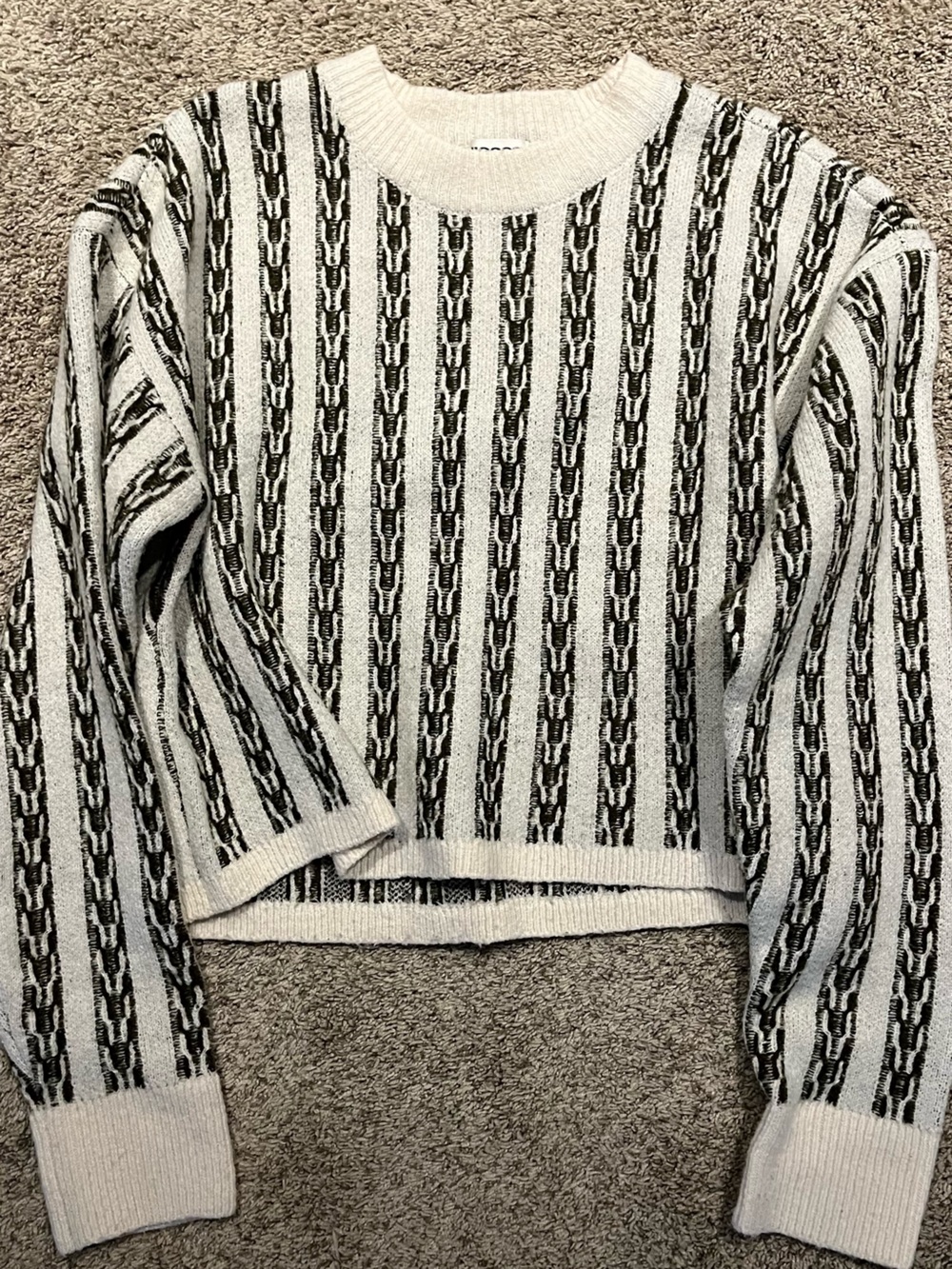 Vigoss Olive and Cream Striped Knit 70s Pullover